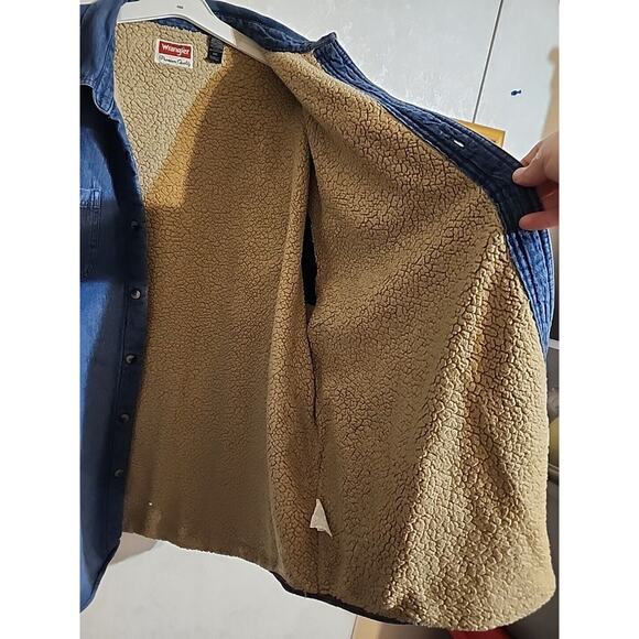 Wrangler Premium Quality Fleece Lined Denim Jacket / Shacket sz 2XL Blue Pockets - Picture 11 of 14